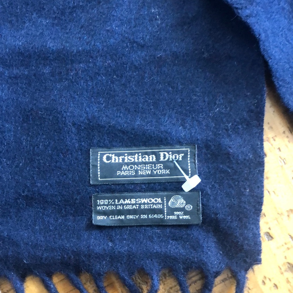 Christian Dior Wool Navy Blue Scarf
